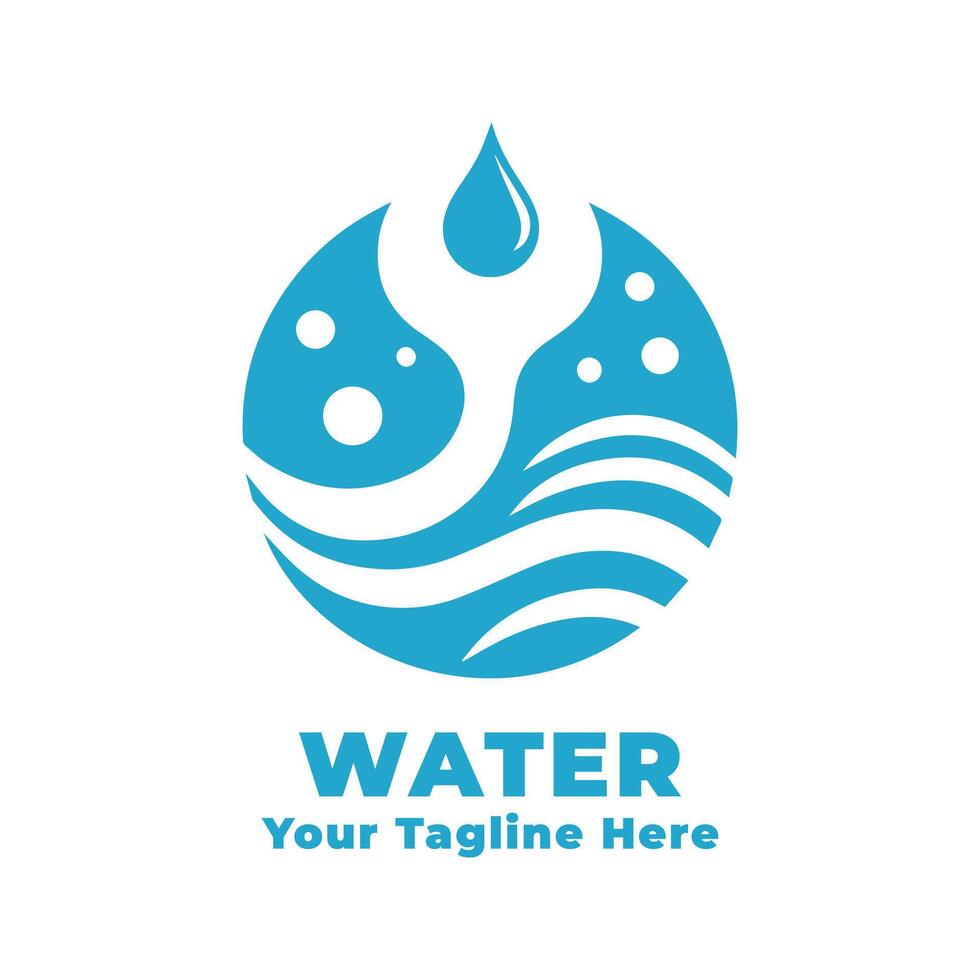 Simple Water Logo Illustration With Blue Concept vector