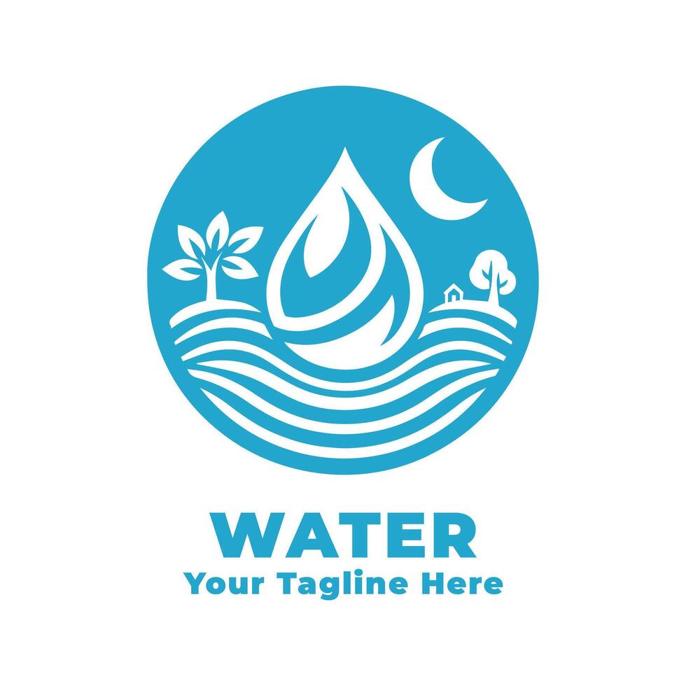 Water Logo Simple Design Silhouette vector