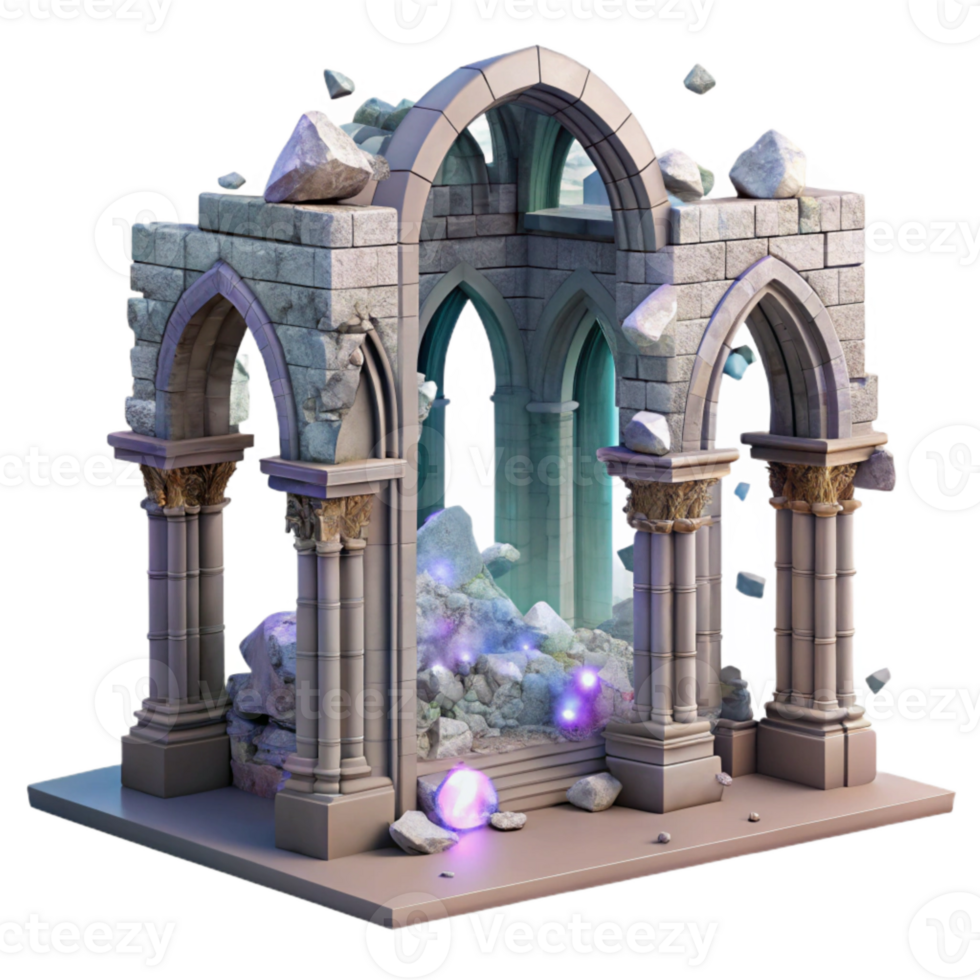 magnificent modern Ruined Abbey Cloister Cutout for Medieval Architecture authentic png