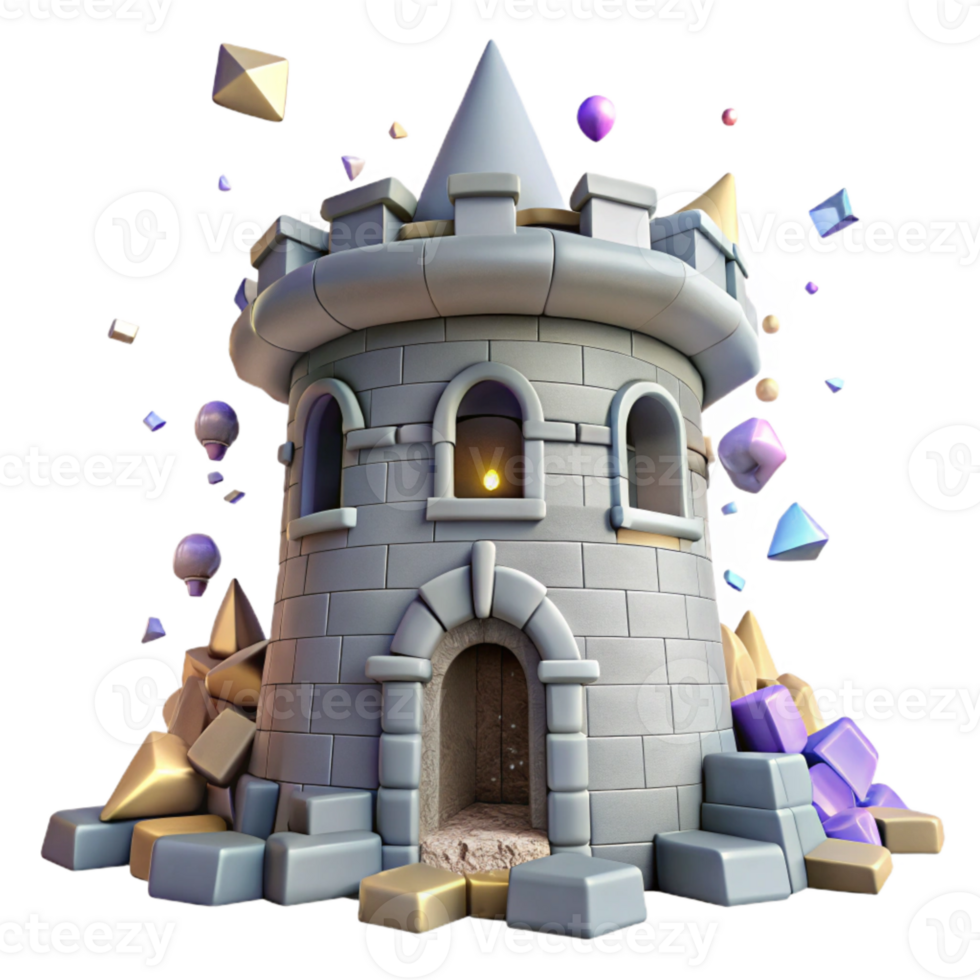extraordinary traditional Ruined Castle Tower Cutout for Medieval Architecture authentic png