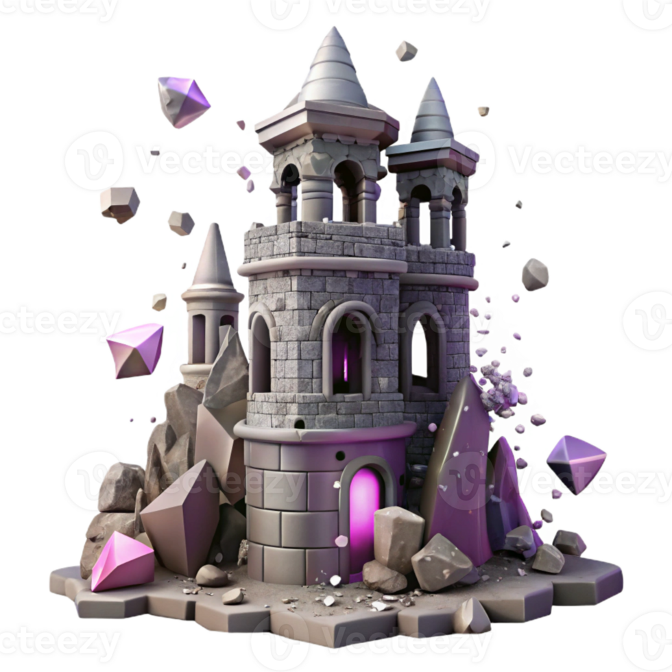 impressive vintage Ruined Tower Silhouette Isolated for Gothic Designs original png