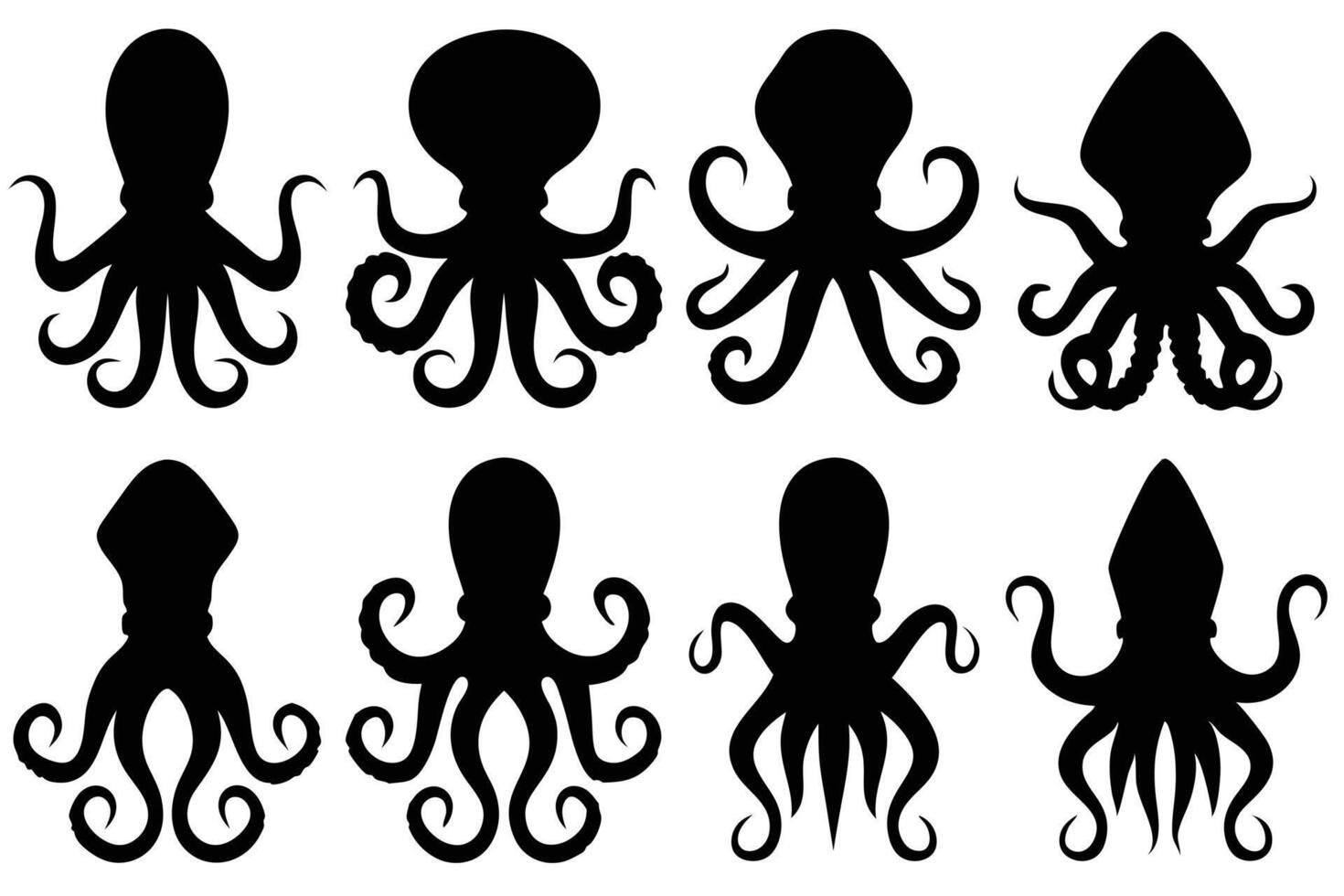 Diverse Jellyfish Silhouettes for Design Inspiration vector