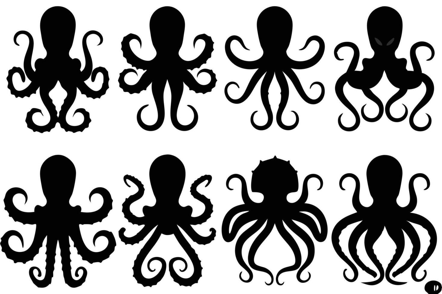 Collection of Octopus Silhouettes for Design vector