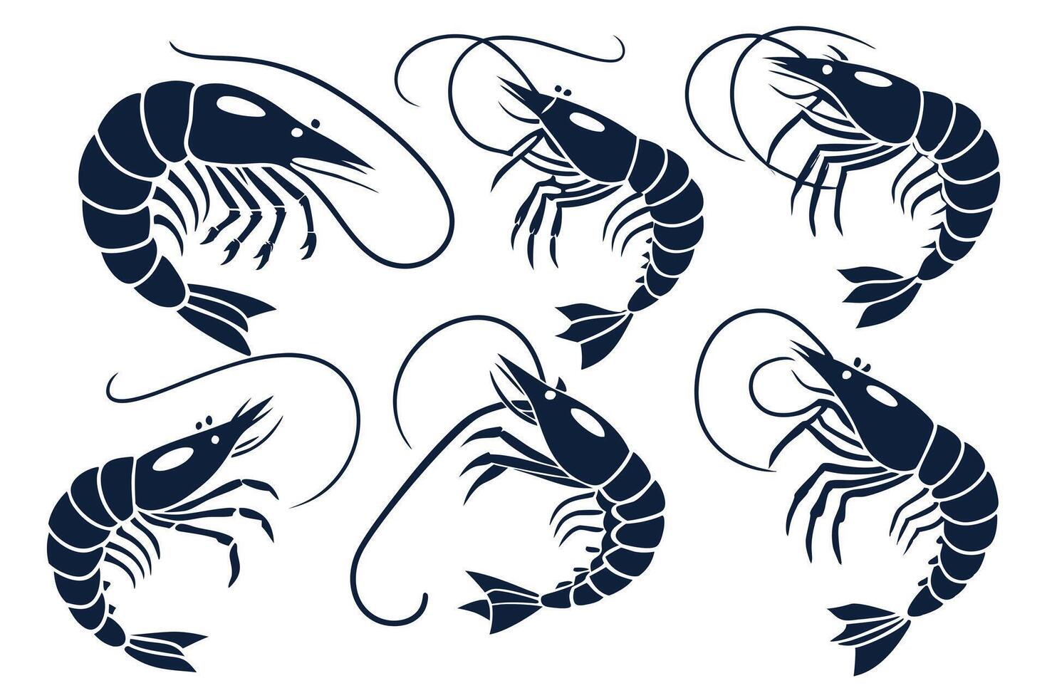 Elegant Shrimp Silhouettes for Design vector