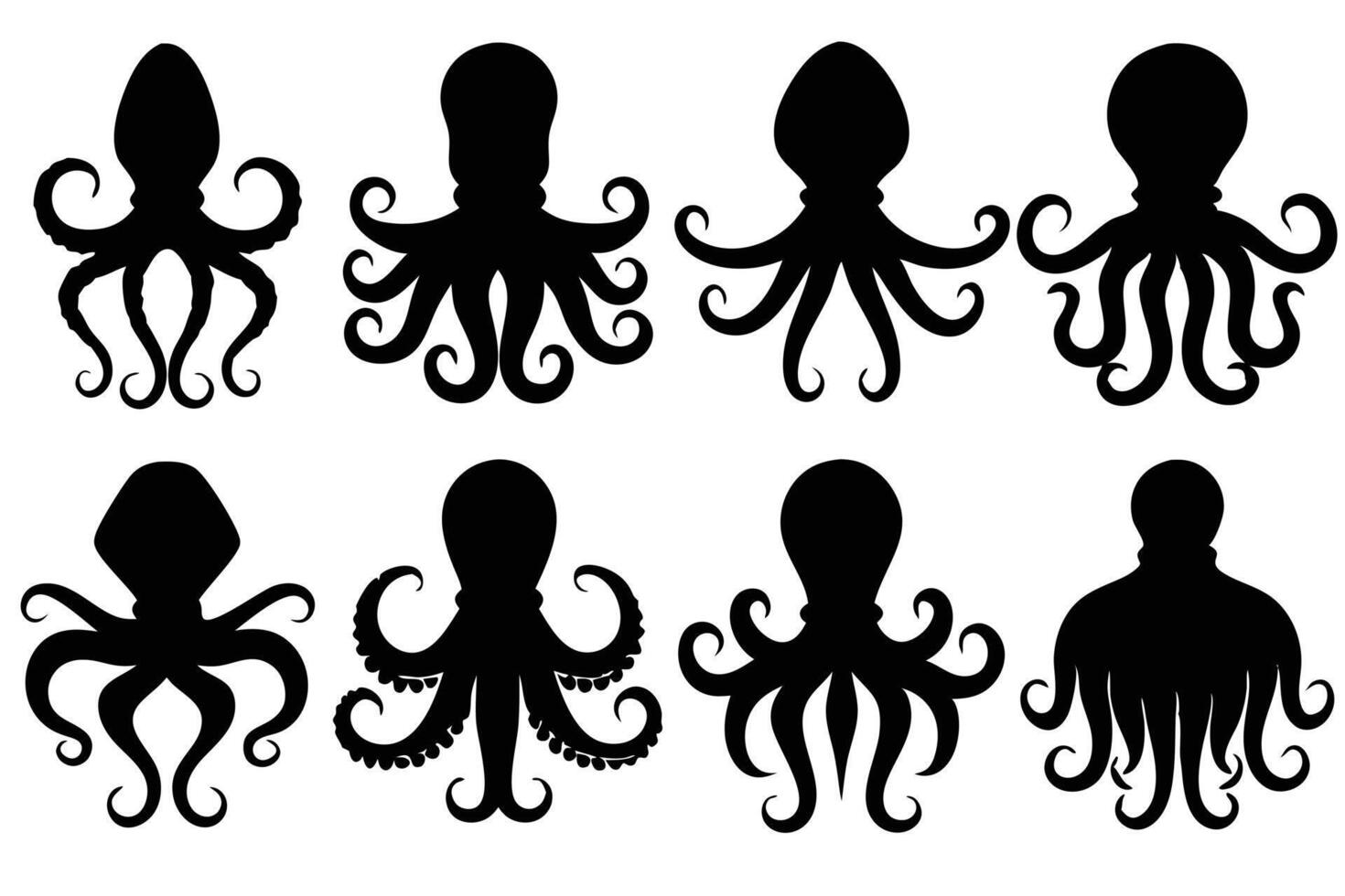 Diverse Jellyfish Silhouettes vector