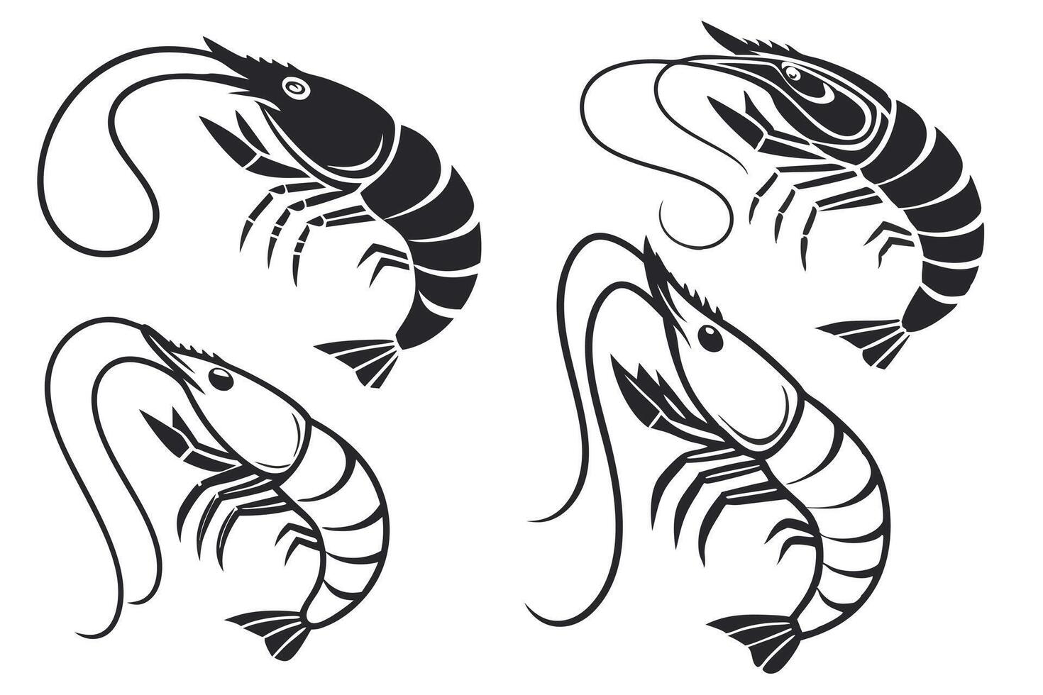 Elegant Shrimp Silhouettes for Design and Print vector