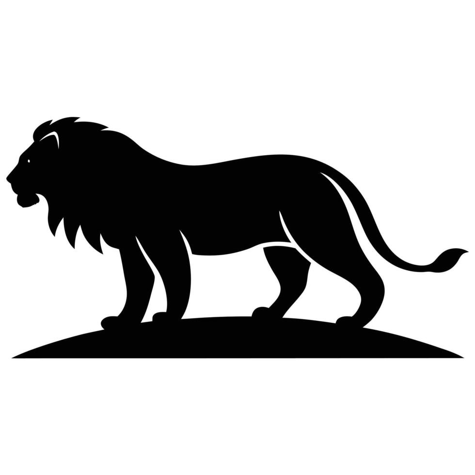 Black Silhouette of a Majestic Lion vector