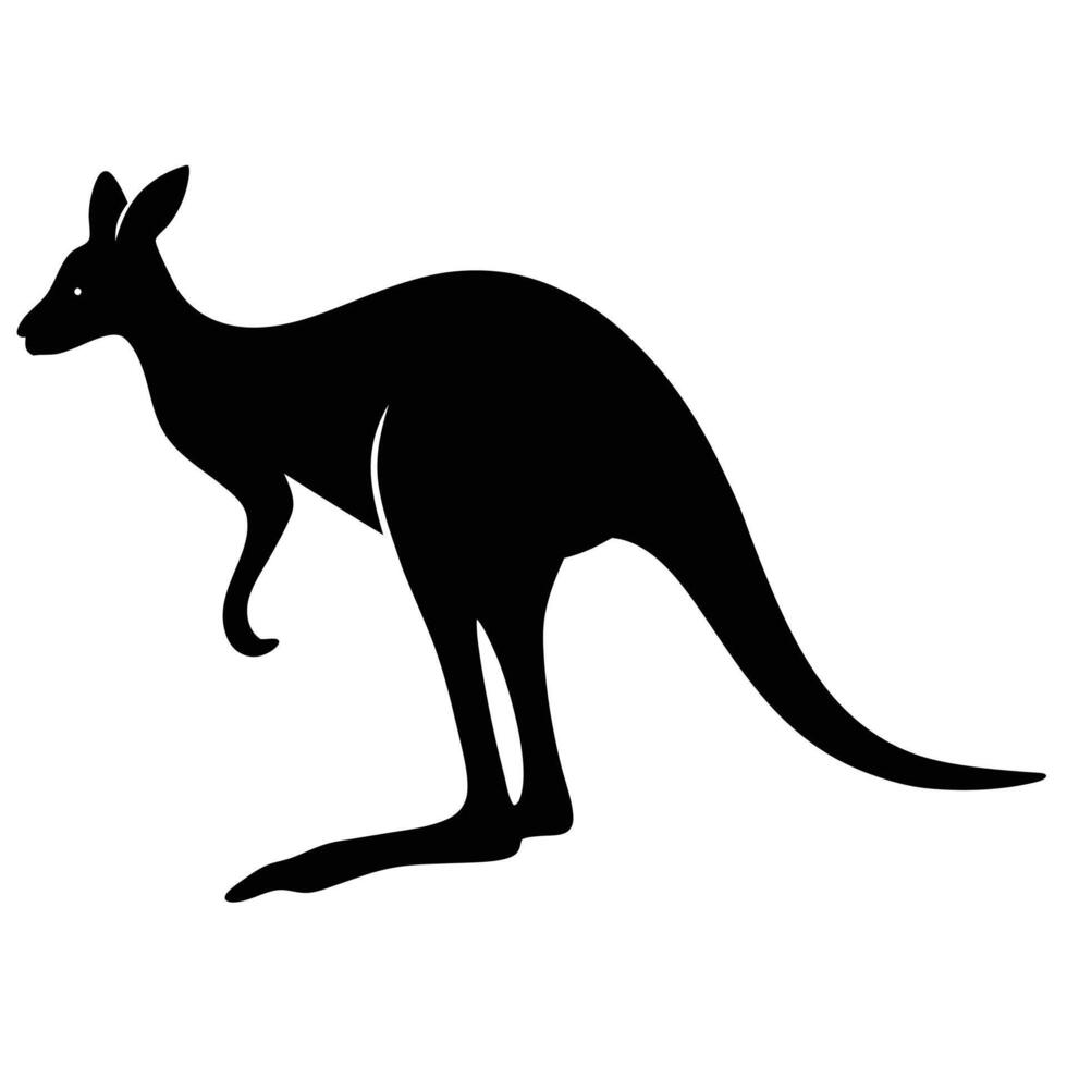 A clean, bold silhouette of a kangaroo. vector
