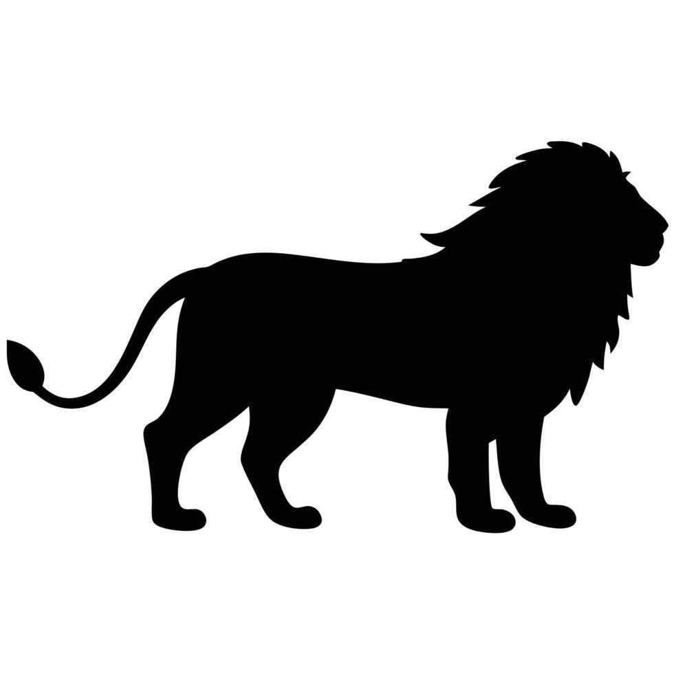 Simple Black Silhouette of a Majestic Lion vector