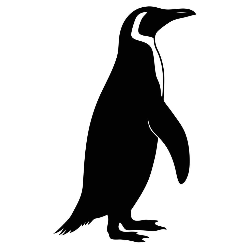 Simple Black and White Silhouette of a Penguin vector