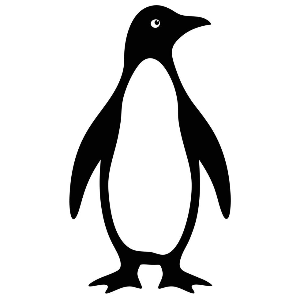 Black and White Silhouette of a Penguin vector
