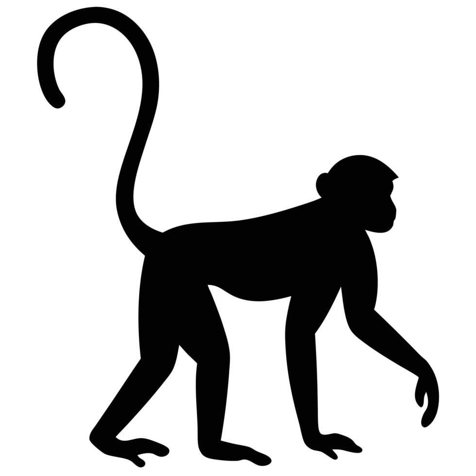 black silhouette of a monkey vector