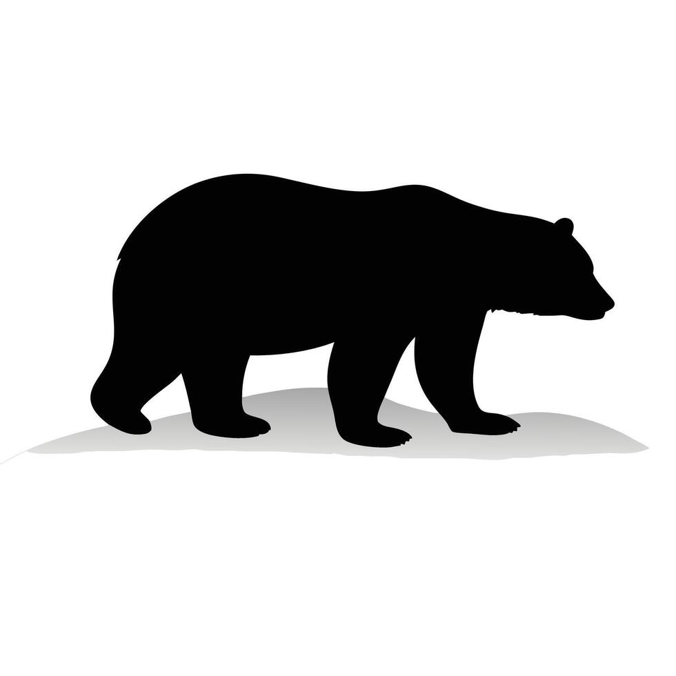 A clean, bold silhouette of a bear walking. vector