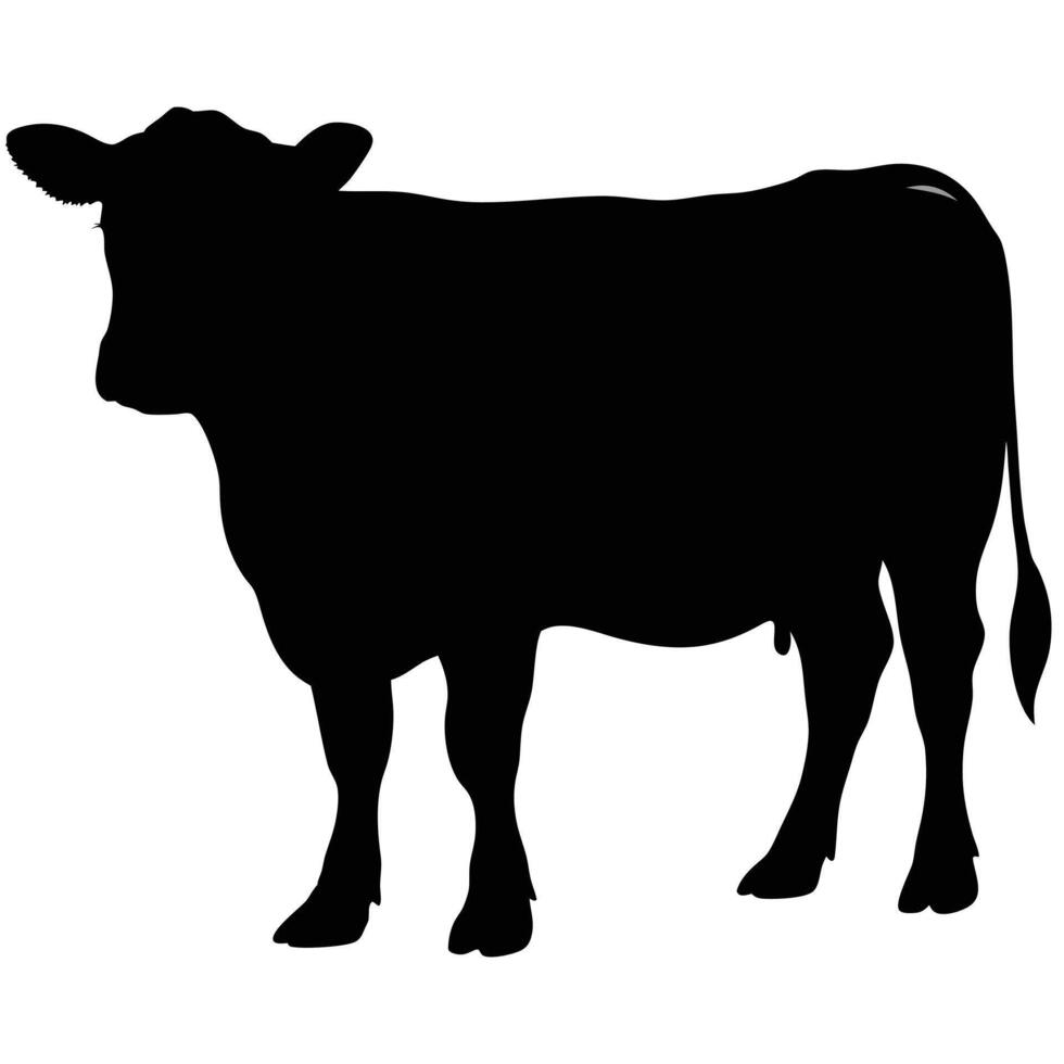 A clean, solid black silhouette of a cow, perfect for various design projects. vector