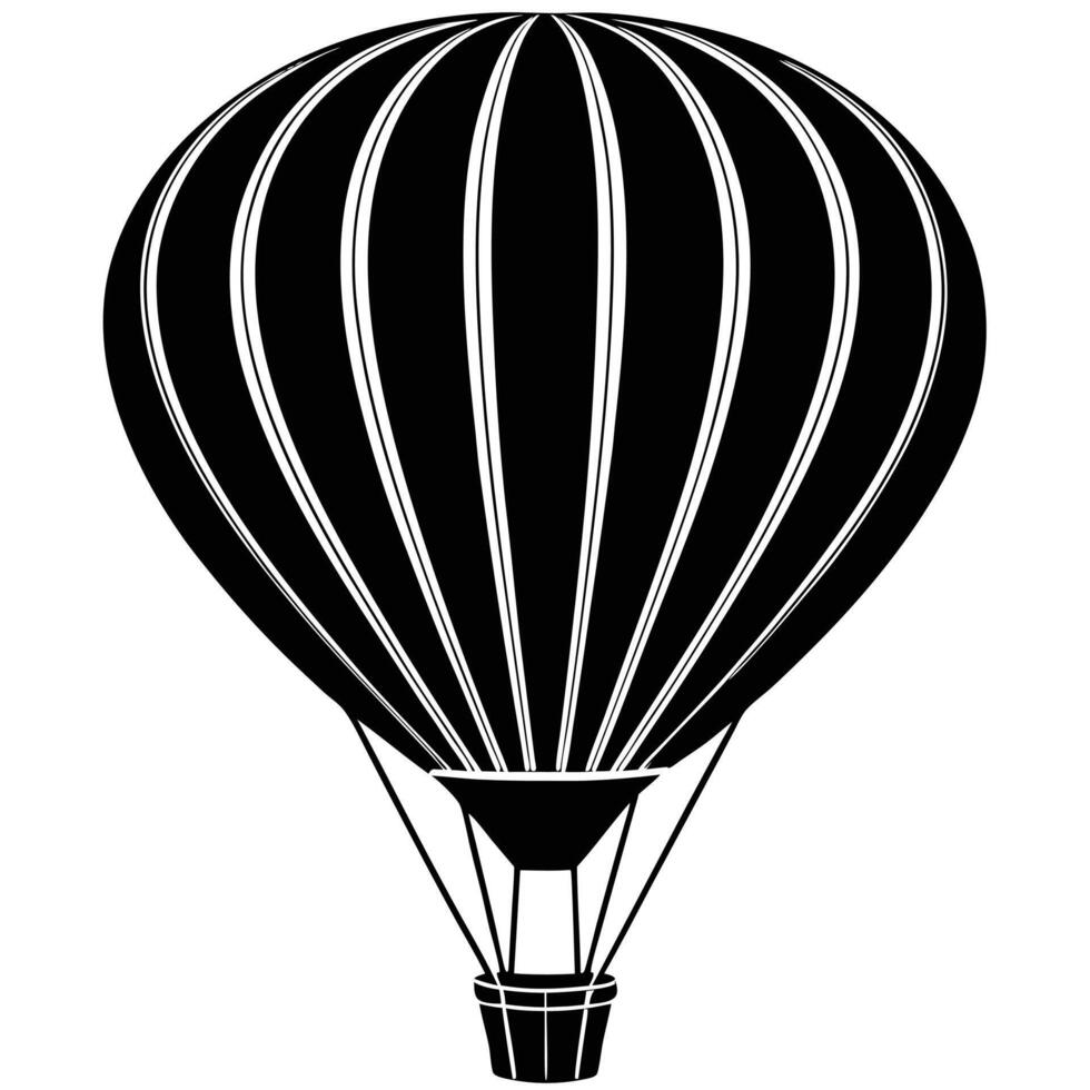 A stylized, black and white silhouette of a hot air balloon. vector