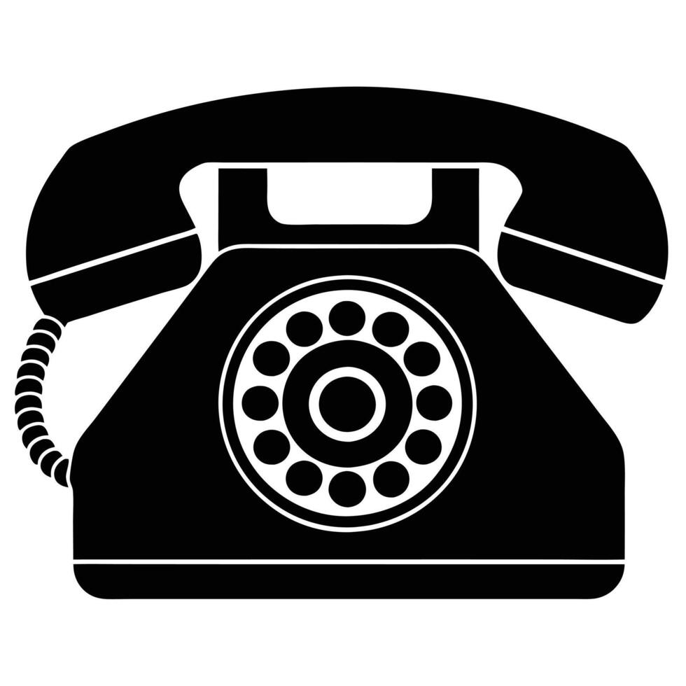 Rotary Dial Telephone Silhouette vector