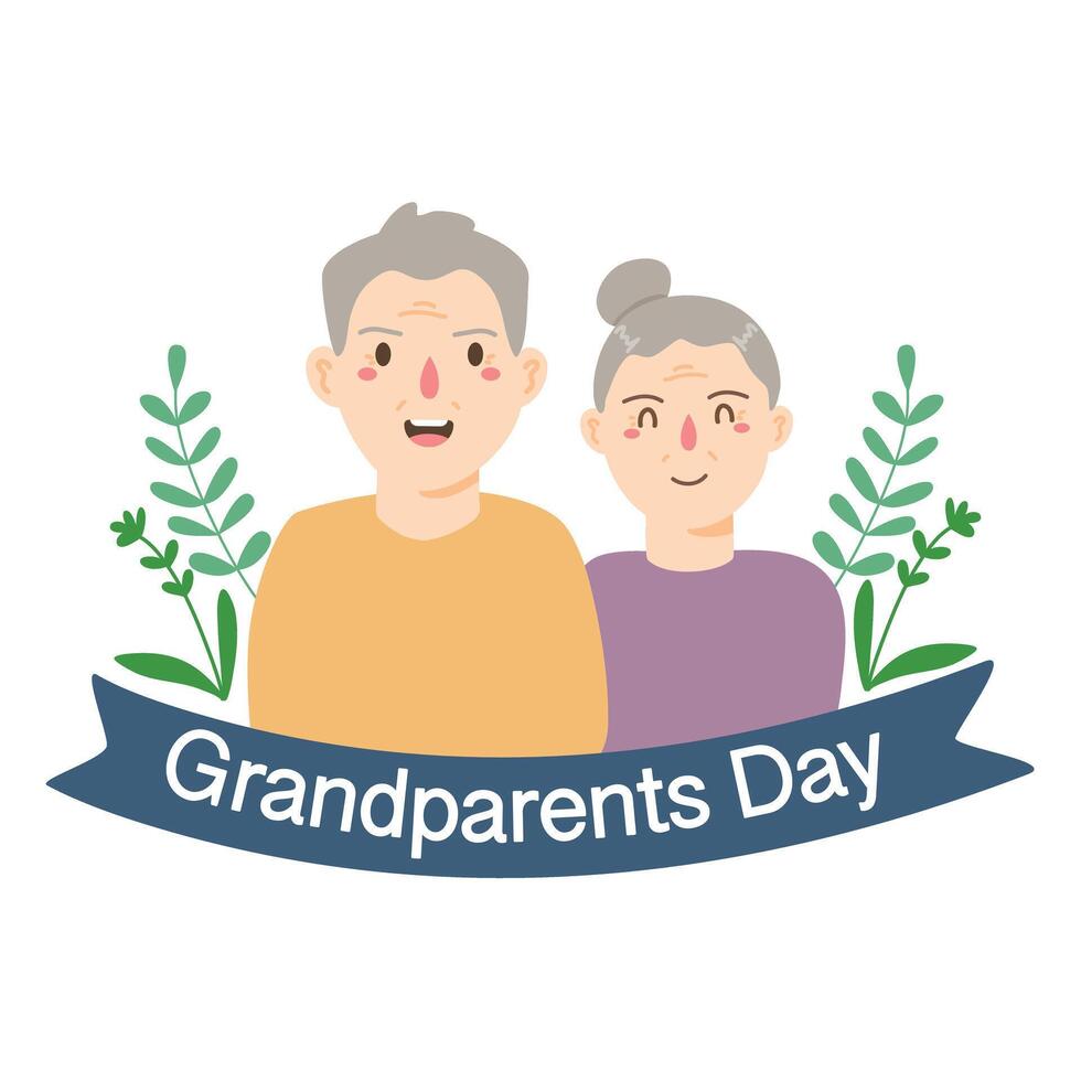 Grandmother and grandfather, happy grandparents day design vector