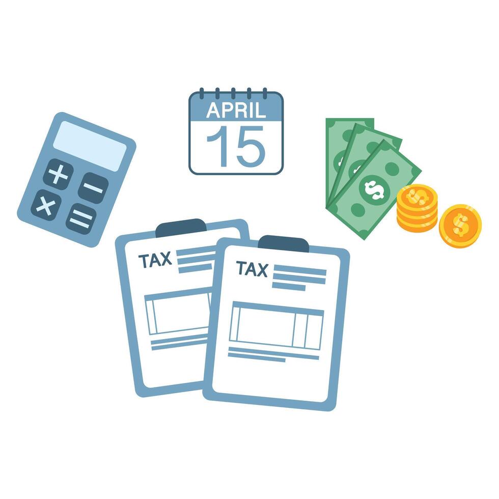 Tax Day Time Set Icons vector