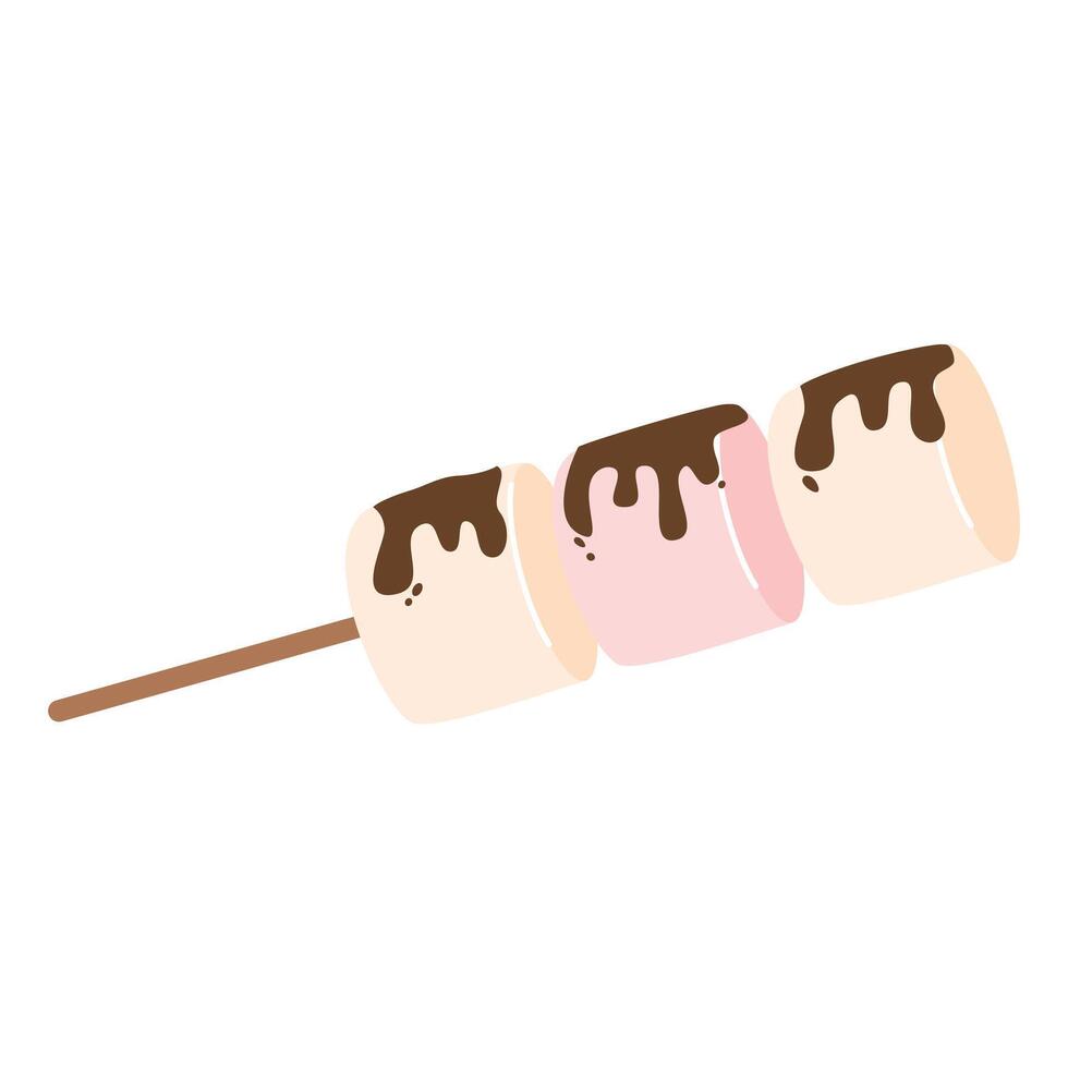 sweet Marshmallows Covered with Chocolate on Sticks vector