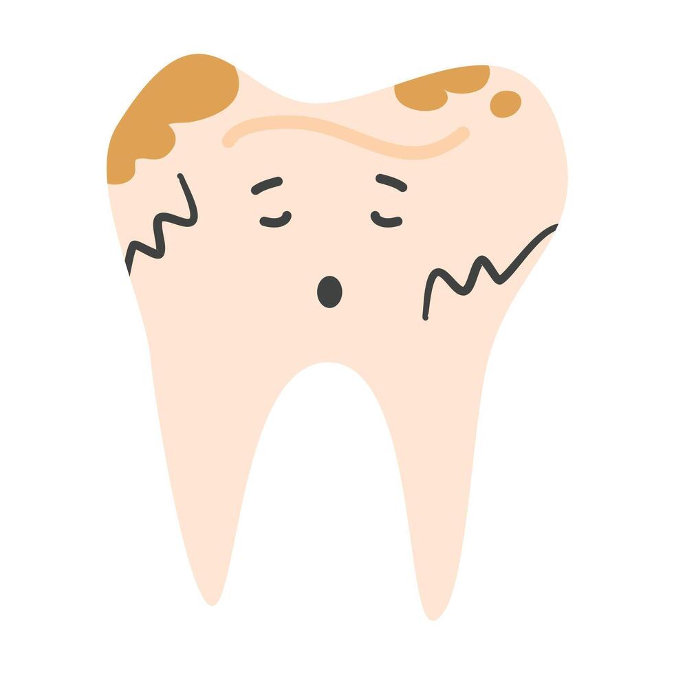 Decaying Tooth Character Illustration toothache vector