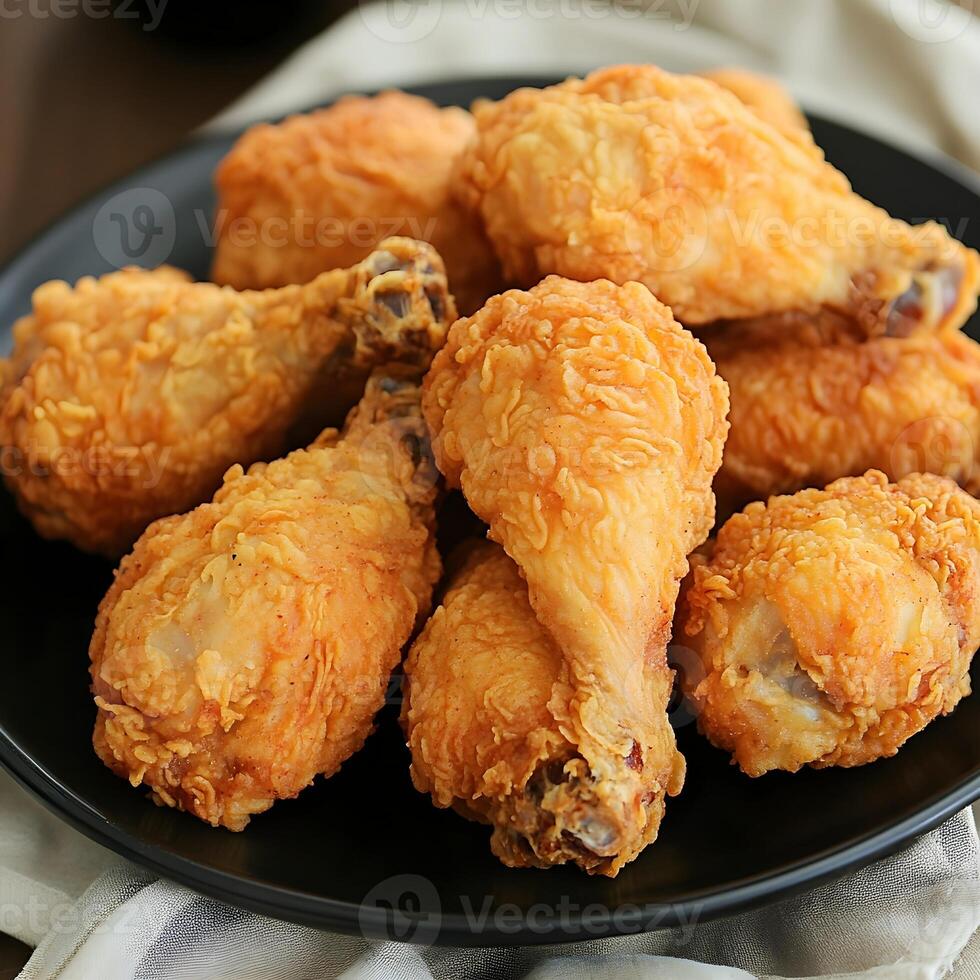 a plate of fried chicken on a table photo