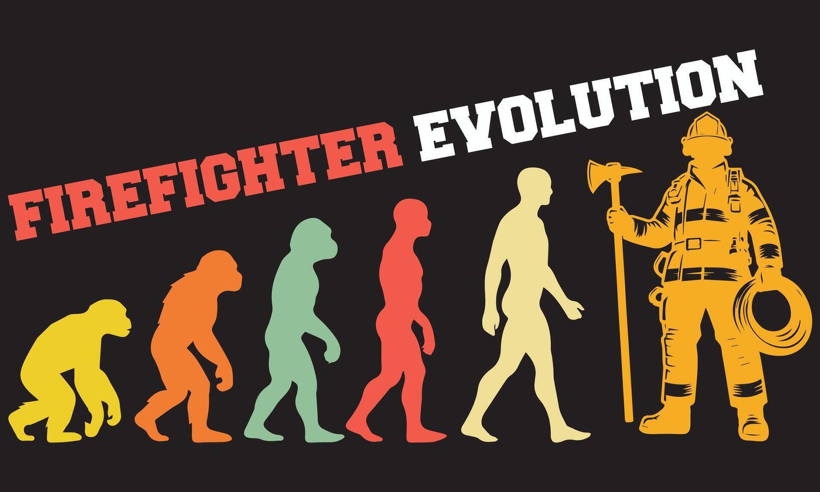 Firefighter Evolution T-shirt Design, Firefighter Evolution Design, evolution of man illustration vector