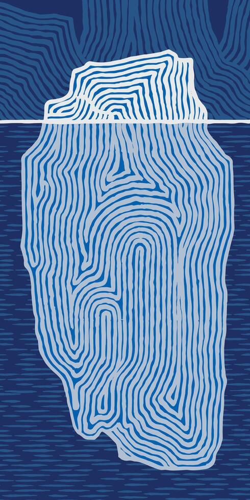 Hand drawn brush line abstract iceberg landscape background, Japanese and ethnic wood carving, block print textured surface graphic for textile, decoration, carpet vector