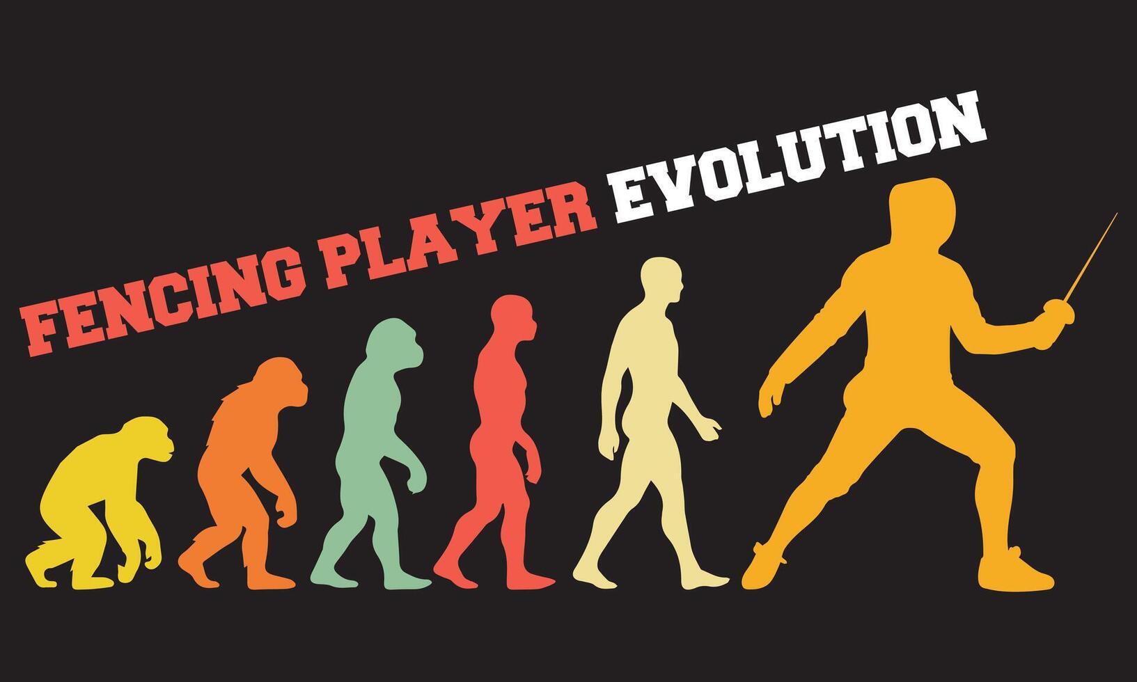 Fencing Player Evolution T-shirt Design, Fencing Player Evolution Design, evolution of man illustration vector