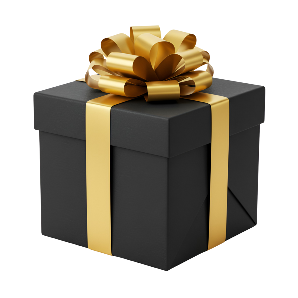 A present with a ribbon and bow on top of a square box on a plain isolated background space view transparent background png