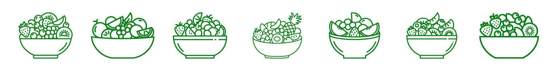 Fruit Salad icon set. collection of usable and aesthetic outline icons. vector
