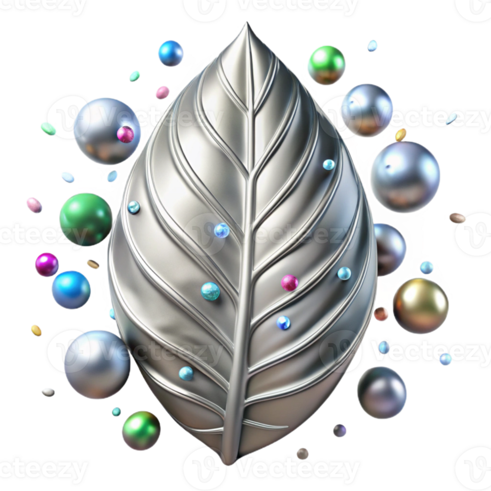 serene minimalist Silver Leaf Texture Transparent for Nature Inspired Art authentic png