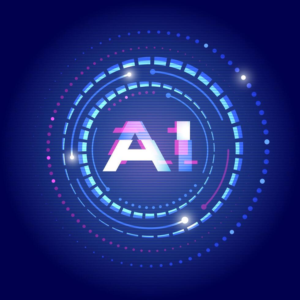 Artificial intelligence AI with Glowing Digital vector