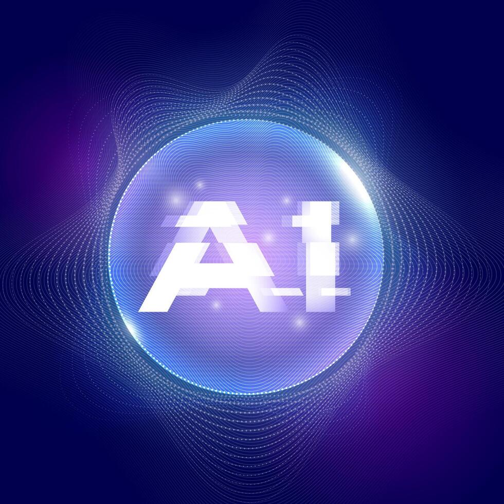 AI Digital Sphere with Futuristic Glow vector