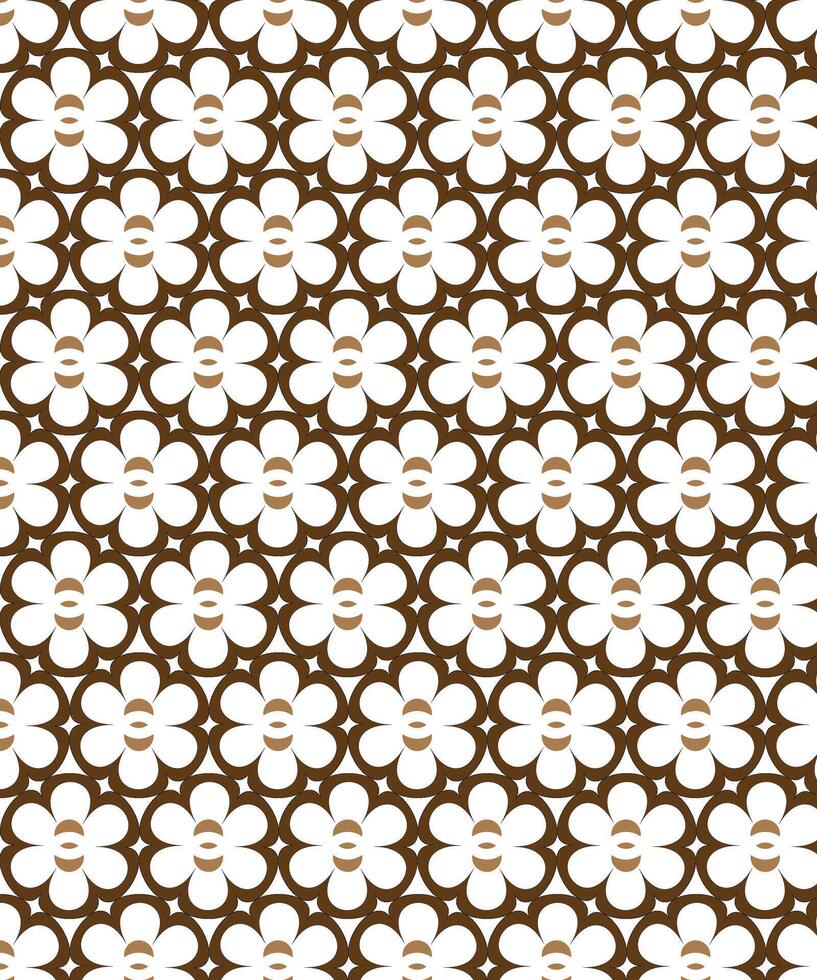 A seamless floral pattern with brown outlines and white flower shapes, creating a decorative and symmetrical design. vector