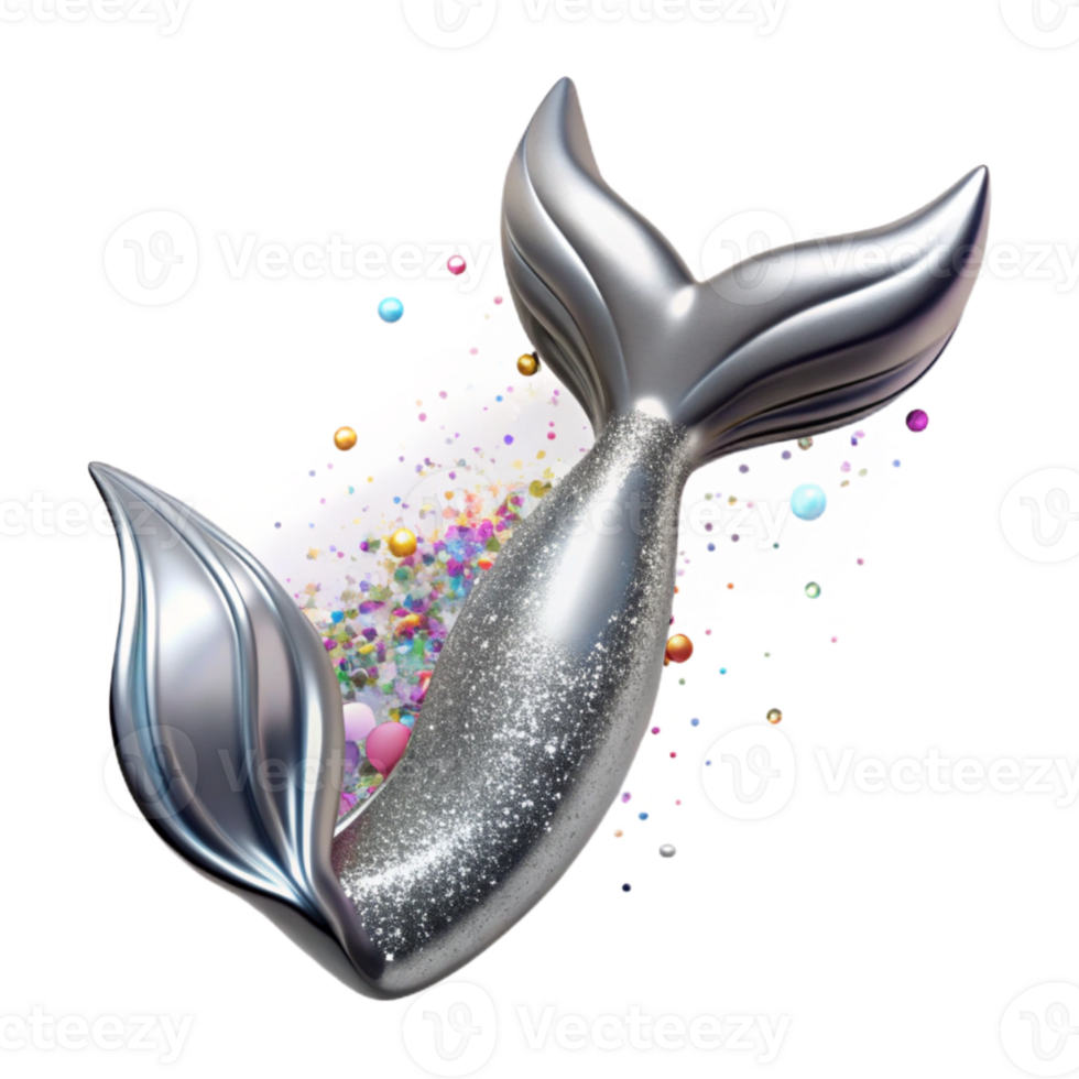 impressive modern Silver Mermaid Tail Shimmering Effect Isolated premium png
