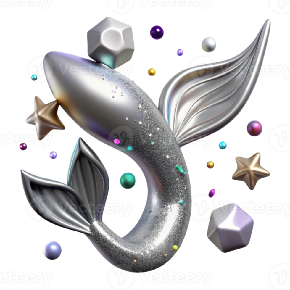 beautiful classic Silver Mermaid Tail Shimmering Effect Isolated high quality png