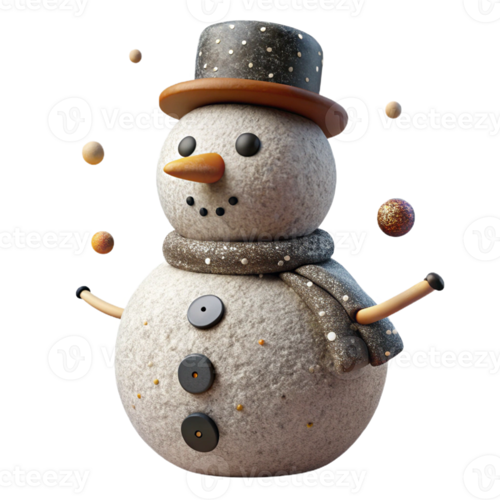 elegant minimalist Snowman Carrot Nose Coal Buttons Cutout for Winter Art authentic png