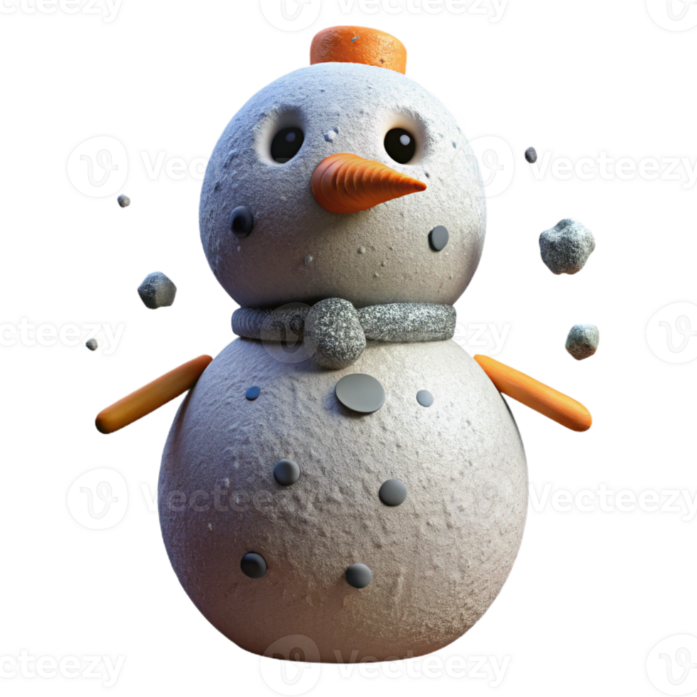wonderful rustic Snowman Coal Eyes Carrot Nose Isolated for Winter Character authentic png