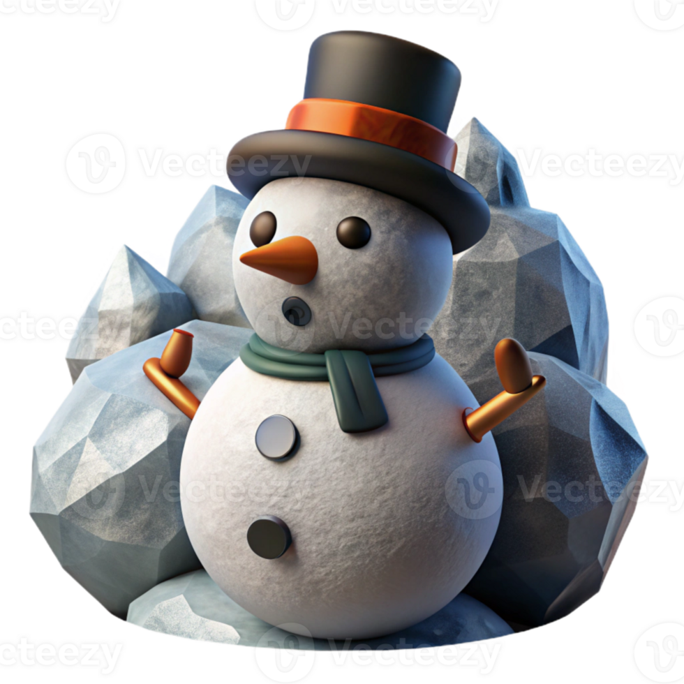 dramatic contemporary Snowman Carrot Nose Coal Buttons Cutout for Winter Art png