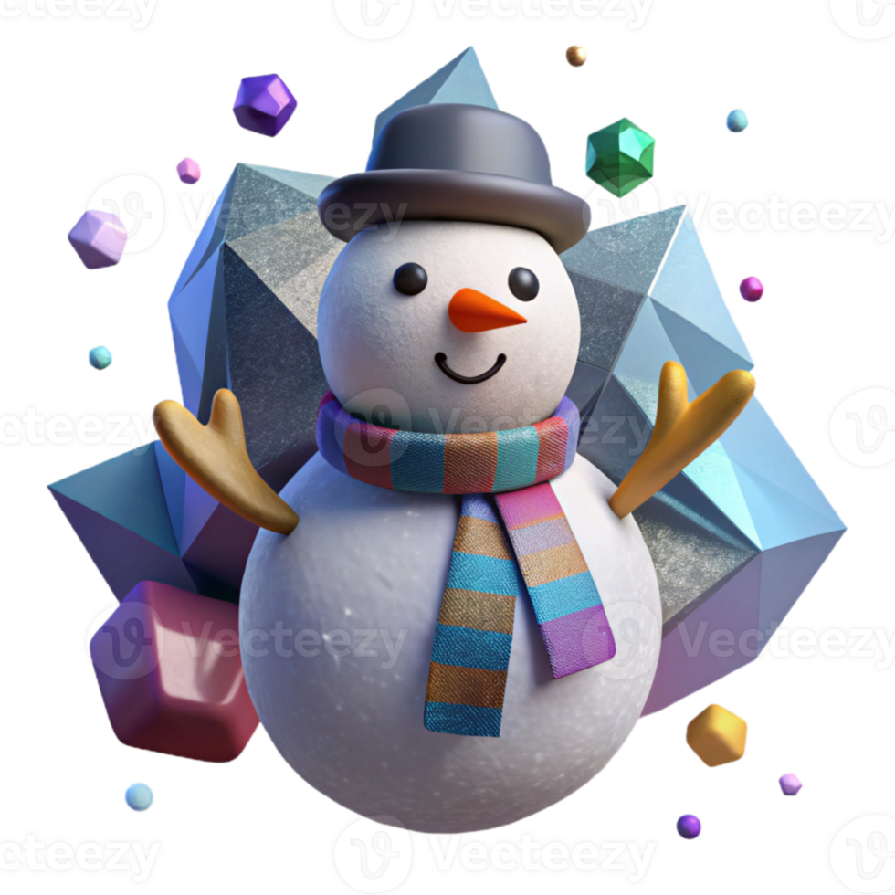 elegant creative Snowman with Scarf Isolated for Christmas Illustrations premium png