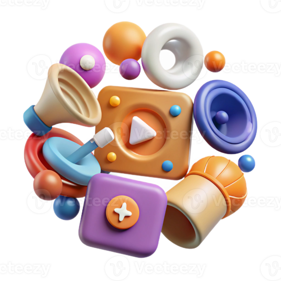 dramatic abstract Social Media Listening Tools Icon Set Isolated for Audience Insights professional png