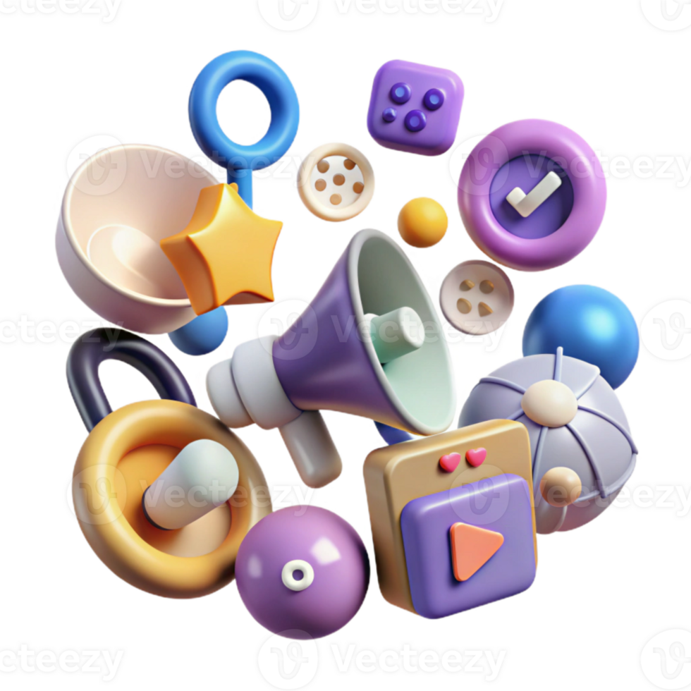 vibrant traditional Social Media Listening Tools Icon Set Isolated for Audience Insights authentic png