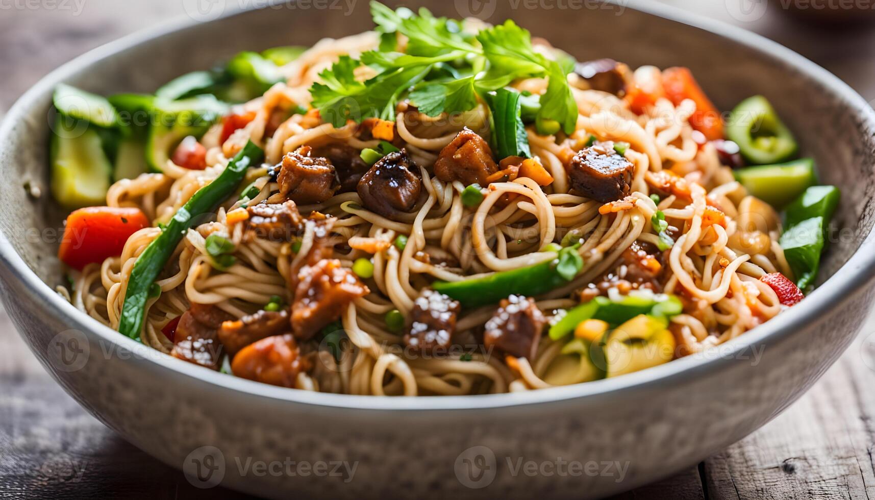 Savory Homemade Asian Ramen Noodle Stir Fry with Veggies photo