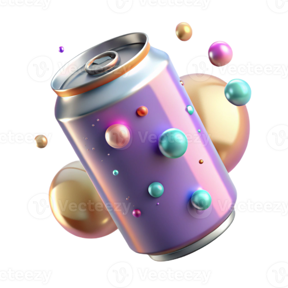 impressive abstract Soft Drink Can with Bubbles Transparent for Beverage Ads png