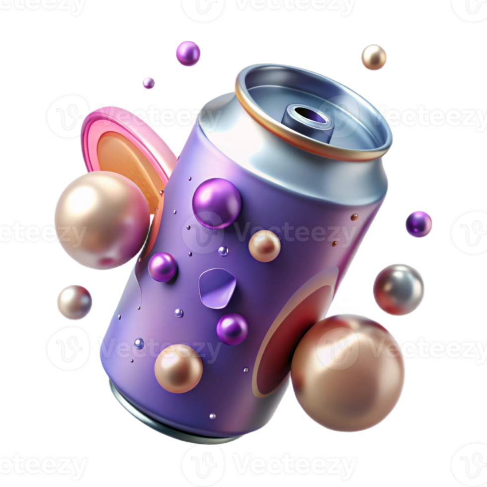 wonderful rustic Soft Drink Can with Bubbles Transparent for Beverage Ads original png