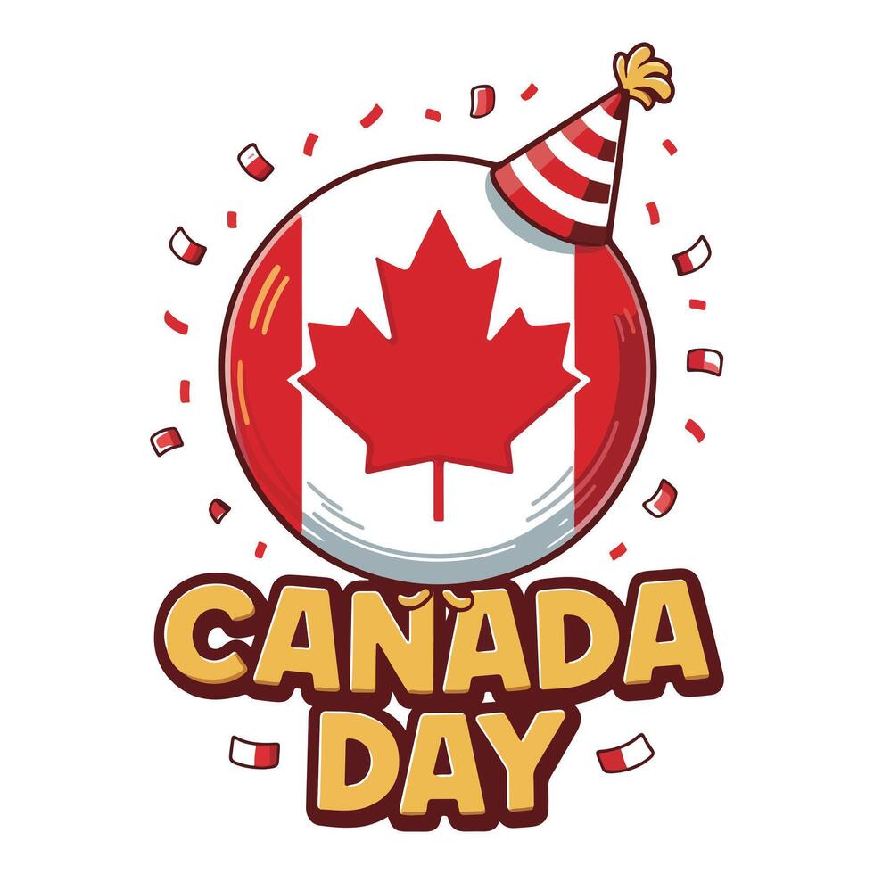 Festive Canada Day Balloon Illustration with Bold Lettering vector