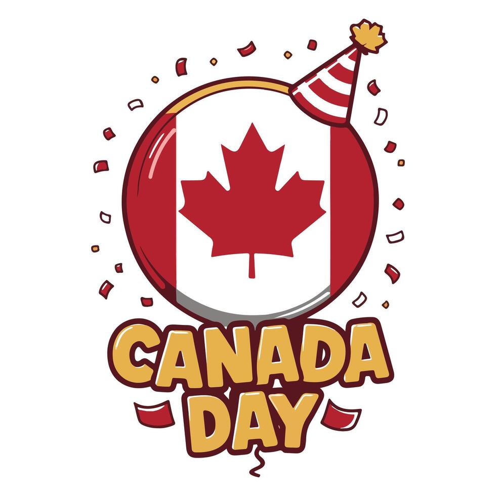 Bold Lettering and Festive Balloons for Canada Day vector