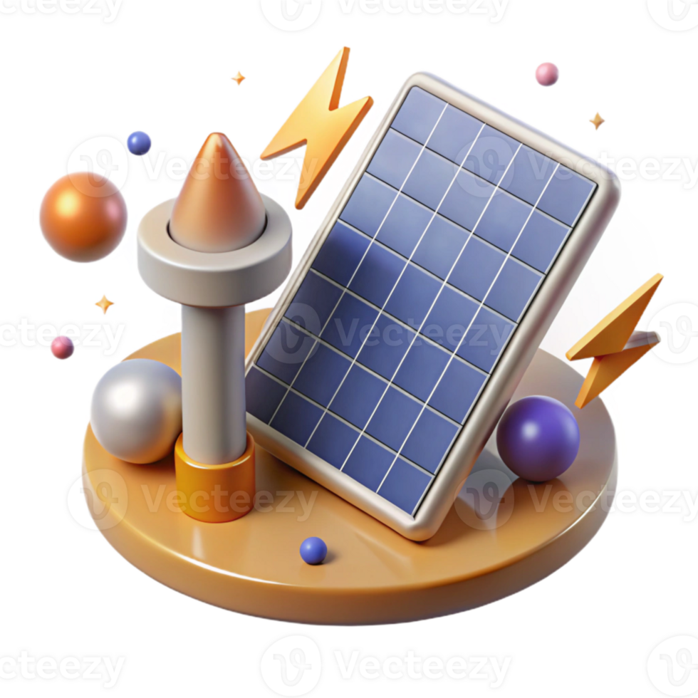 beautiful creative Solar Panel and Lightning Rod Transparent for Electrical Safety exclusive png