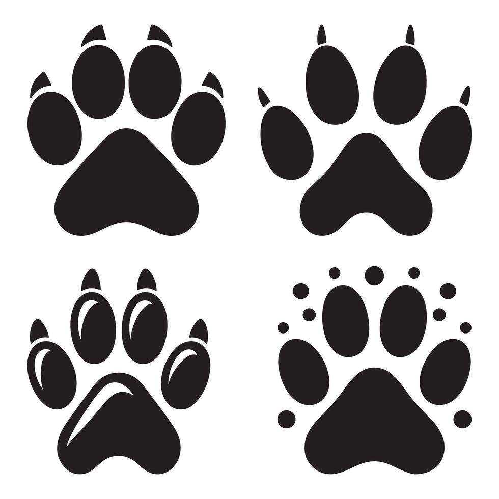 Dog Paw Silhouette Icon Collection Ideal for Digital Projects vector