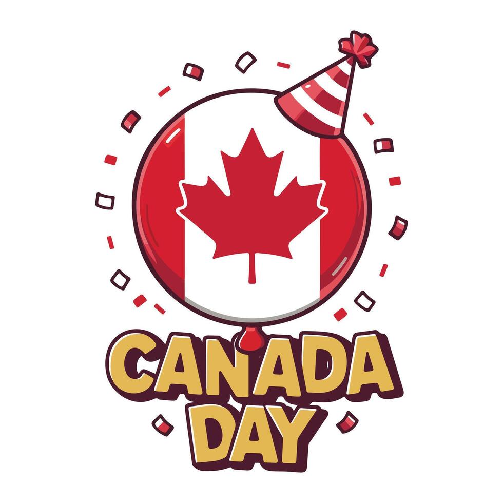 Cheerful Canada Day Balloon Art with Powerful Text vector